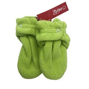 Original Zutano Cozie Cozy Fleece Baby Booties 18M Lime Green Stay-On - NWT